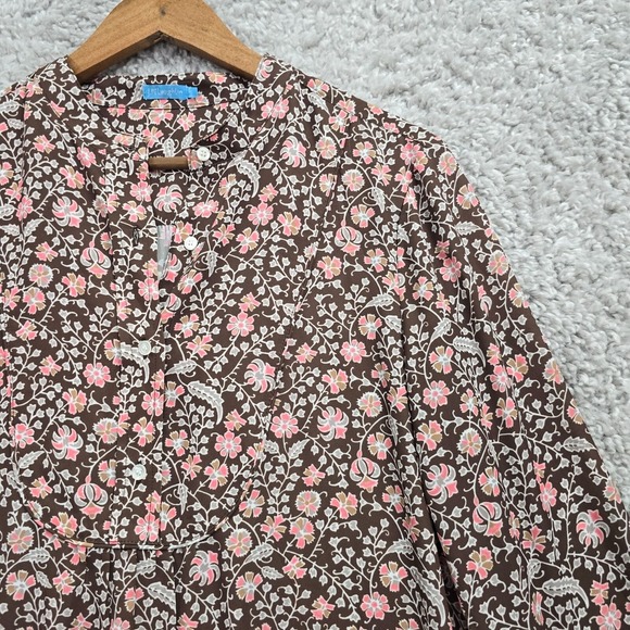 J McLaughlin‎ Dress Womens Medium Brown Floral Long Sleeve Pockets Lightweight - Picture 3 of 13